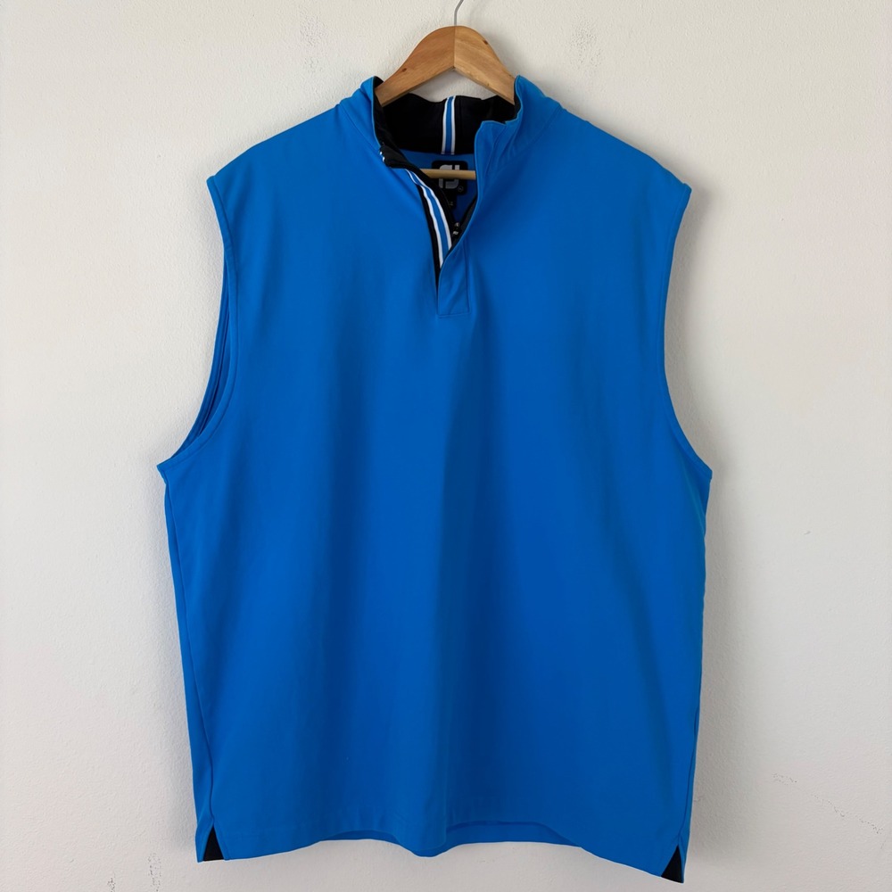 FootJoy XL Blue Quarter Zip Golf Vest Performance Stretch Sleeveless Pullover